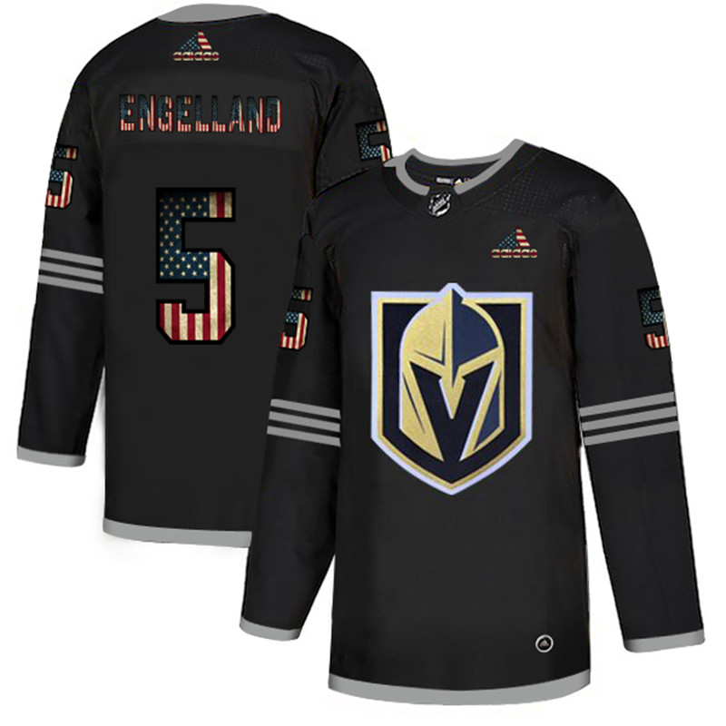 Vegas Golden Knights 5 Deryk Engelland Black USA Flag Fashion Adidas Jersey