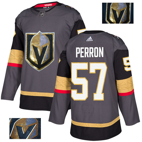 Vegas Golden Knights 57 David Perron Gray With Special Glittery Logo  Jersey