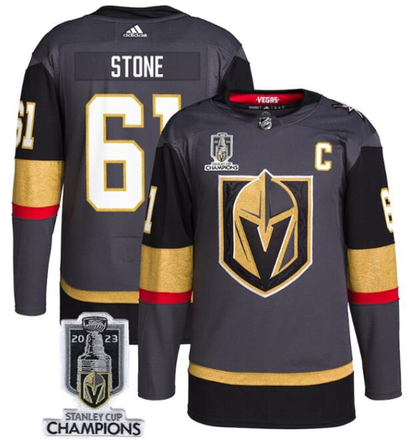 Vegas Golden Knights 61 Mark Stone Gray 2023 Stanley Cup Champions Adidas Jersey