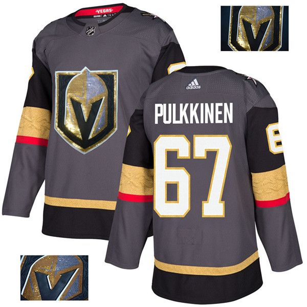 Vegas Golden Knights 67 Teemu Pulkkinen Gray With Special Glittery Logo  Jersey