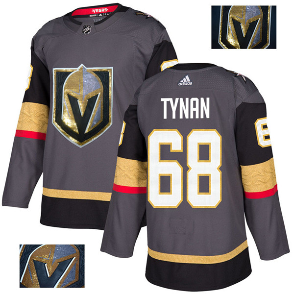 Vegas Golden Knights 68 T.J. Tynan Gray With Special Glittery Logo  Jersey