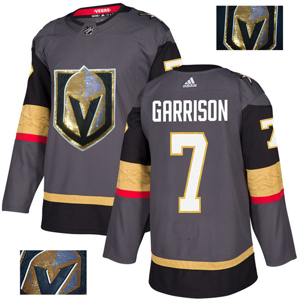 Vegas Golden Knights 7 Jason Garrison Gray With Special Glittery Logo  Jersey