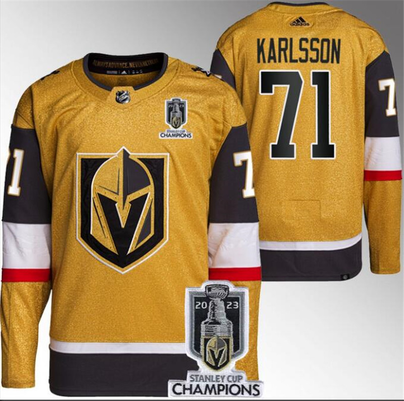 Vegas Golden Knights 71 William Karlsson Gold 2023 Stanley Cup Champions Adidas Jersey