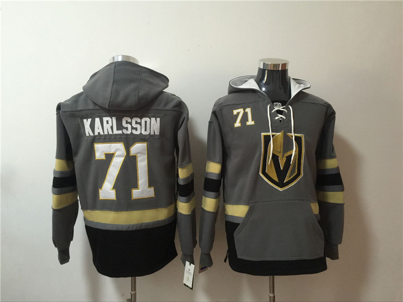 Vegas Golden Knights 71 William Karlsson Gray All Stitched Hooded Sweatshirt