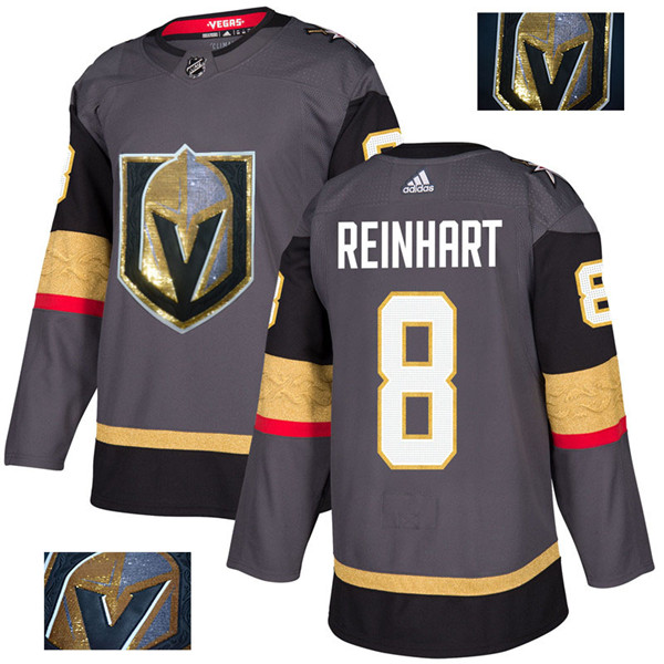 Vegas Golden Knights 8 Griffin Reinhart Gray With Special Glittery Logo  Jersey