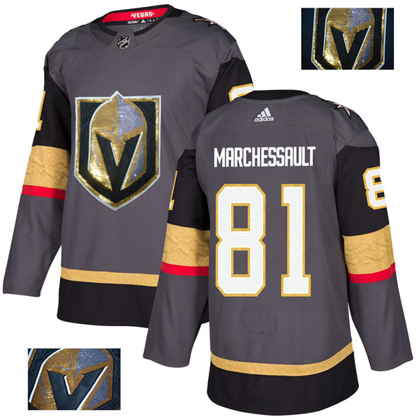 Vegas Golden Knights 81 Jonathan Marchessault Gray With Special Glittery Logo  Jersey