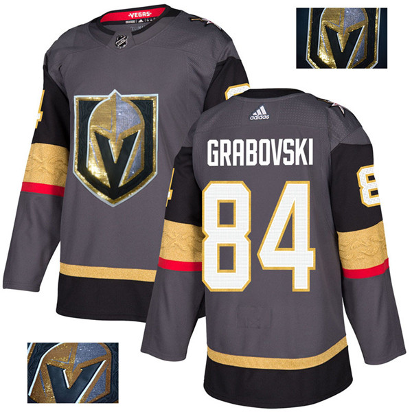 Vegas Golden Knights 84 Mikhail Grabovski Gray With Special Glittery Logo  Jersey