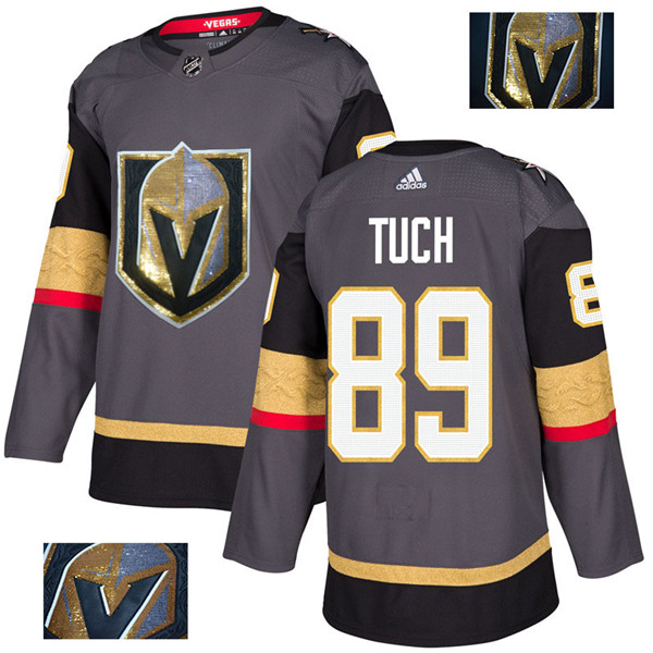 Vegas Golden Knights 89 Alex Tuch Gray With Special Glittery Logo  Jersey