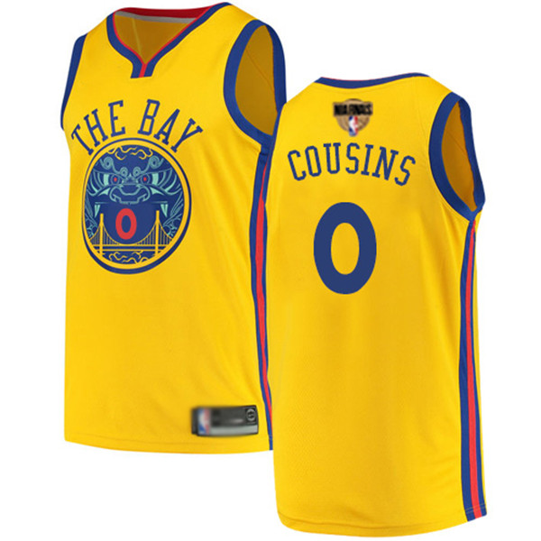 Warriors #0 DeMarcus Cousins Gold 2019 Finals Bound Basketball Swingman City Edition Jersey