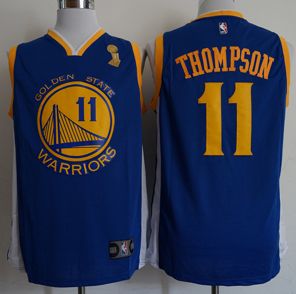 Warriors #11 Klay Thompson Blue 2018 NBA Champions  Swingman Jersey