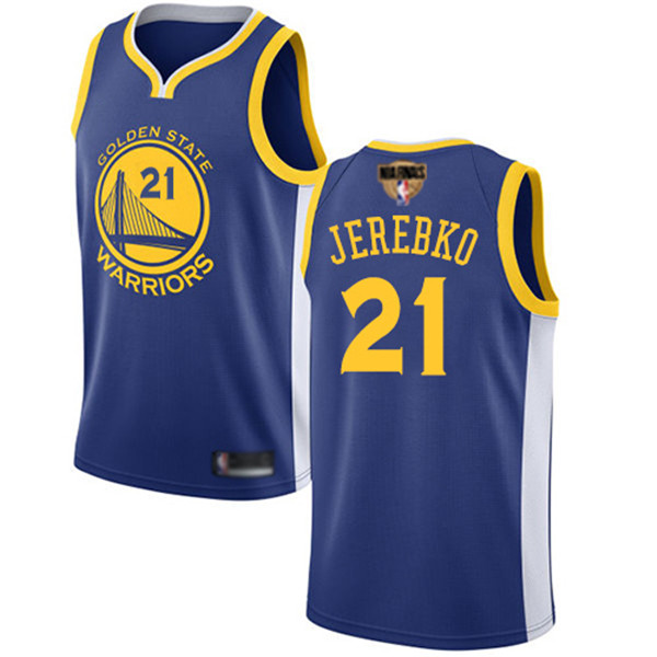 Warriors #21 Jonas Jerebko Blue 2019 Finals Bound Basketball Swingman Icon Edition Jersey