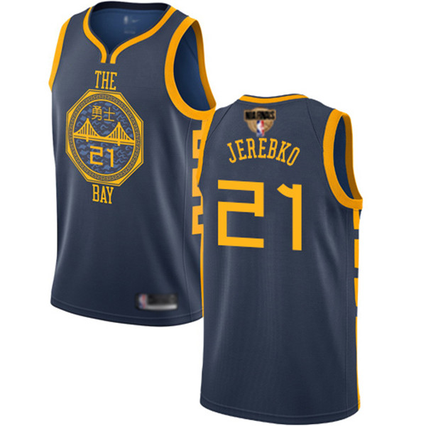 Warriors #21 Jonas Jerebko Navy 2019 Finals Bound Basketball Swingman City Edition 2018 19 Jersey