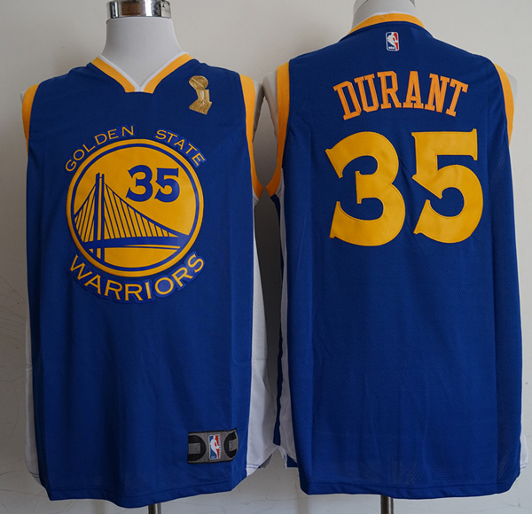 Warriors #35 Kevin Durant Blue 2018 NBA Champions  Swingman Jersey