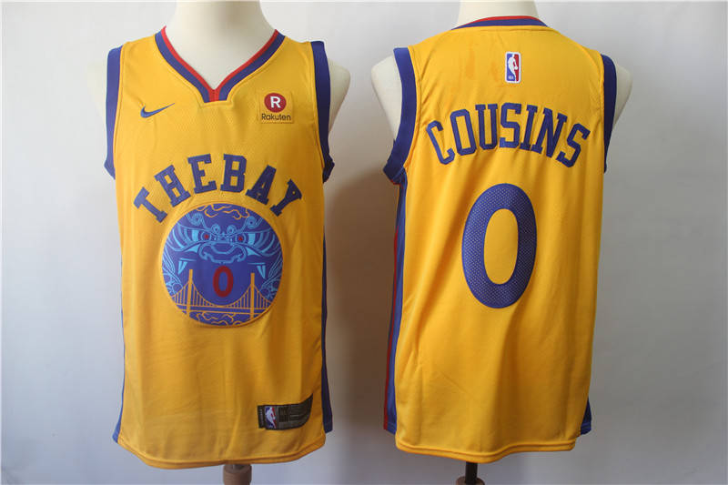 Warriors 0 DeMarcus Cousins Gold City Edition  Swingman Jersey