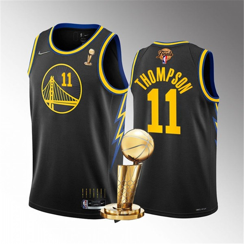 Warriors 11 Klay Thompson Black Nike 2022 Finals Champions Swingman Jersey