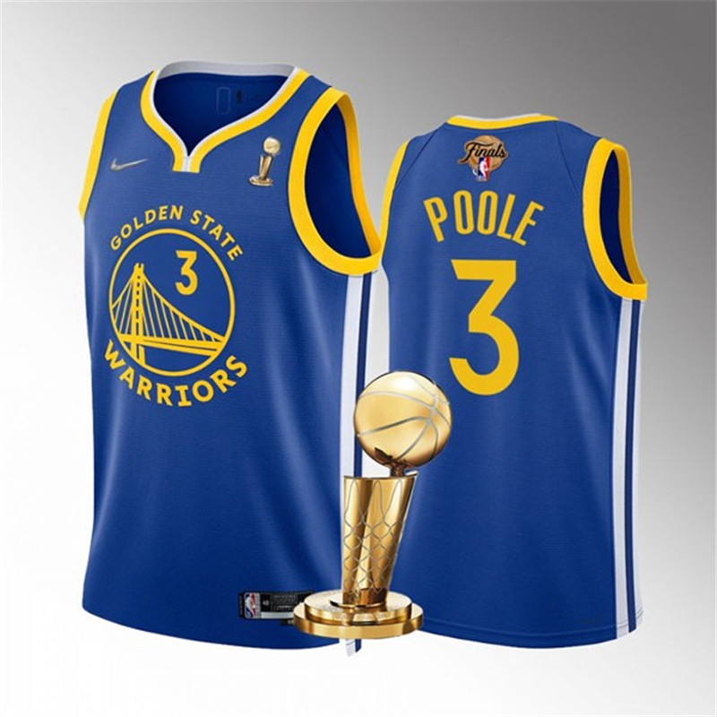 Warriors 3 Jordan Poole Royal Nike 2022 Finals Champions Swingman Jersey