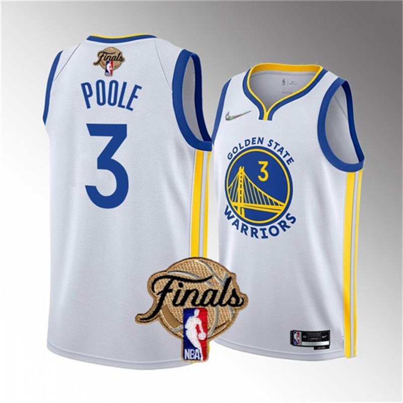 Warriors 3 Jordan Poole White 2022 NBA Finals Nike Swingman Jersey