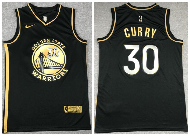 Warriors 30 Stephen Curry Black Gold 2021 Nike Swingman Jersey