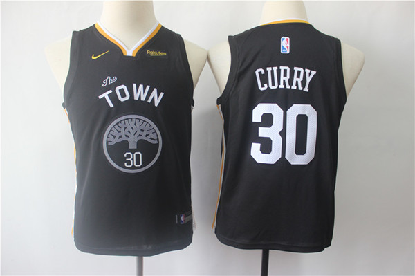 Warriors 30 Stephen Curry Black Youth Statement Edition  Swingman Jersey