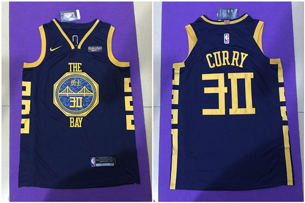 Warriors 30 Stephen Curry Navy City Edition Nike Authentic Jersey