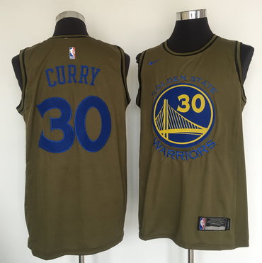 Warriors 30 Stephen Curry Olive  Swingman Jersey