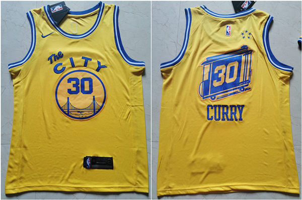 Warriors 30 Stephen Curry Yellow City Edition Nike Swingman Jersey