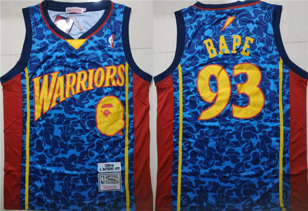 Warriors 93 Bape Blue 2009 10 Hardwood Classics Jersey