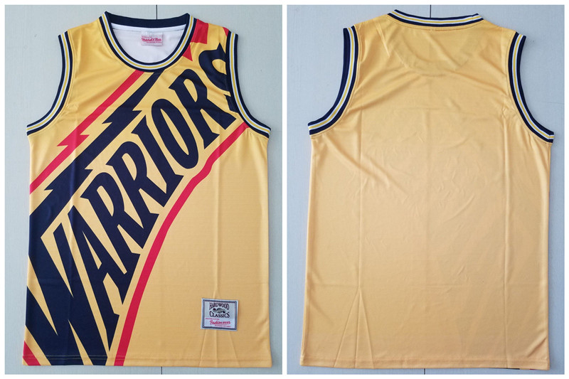 Warriors Big Face Yellow Hardwood Classics Swingman Jersey