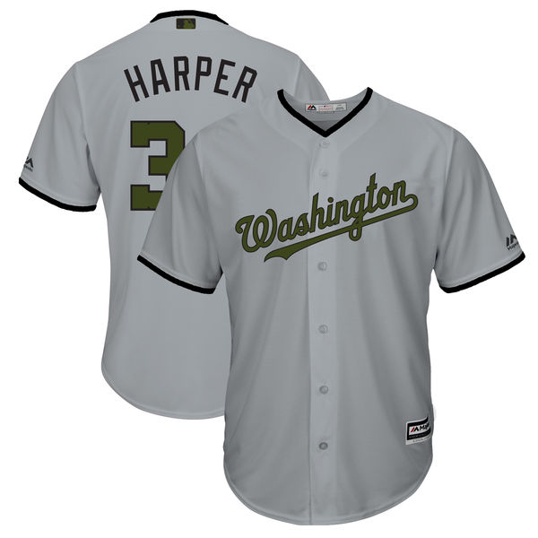 Washington 3 Bryce Harper Gray 2018 Memorial Day Cool Base Jersey