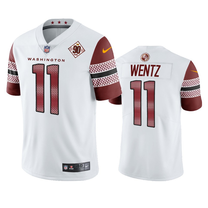 Washington Commanders 11 Carson Wentz White 90th Anniversary Vapor Limited Jersey