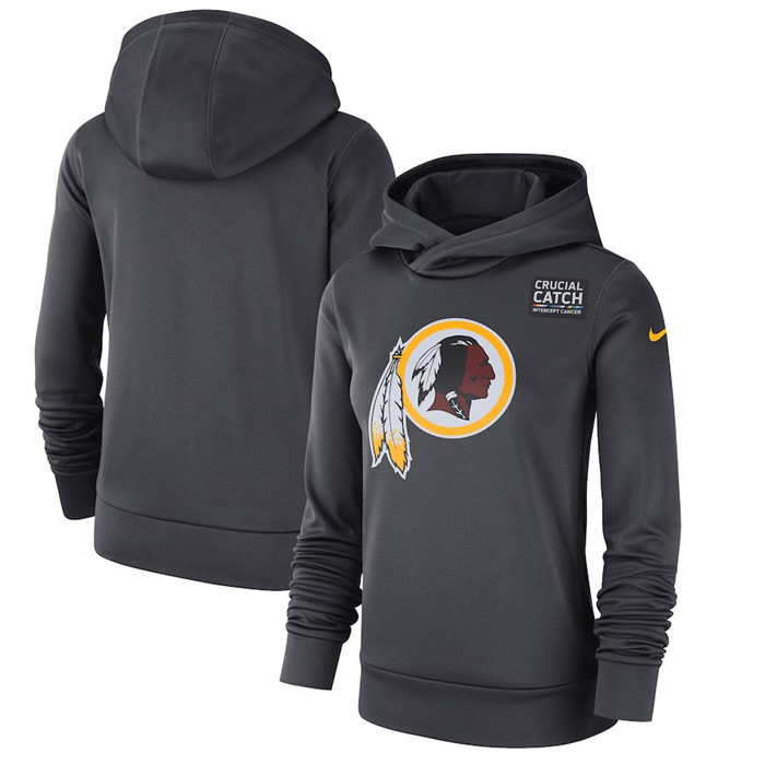 Washington Redskins Anthracite Women's  Crucial Catch Performance Hoodie