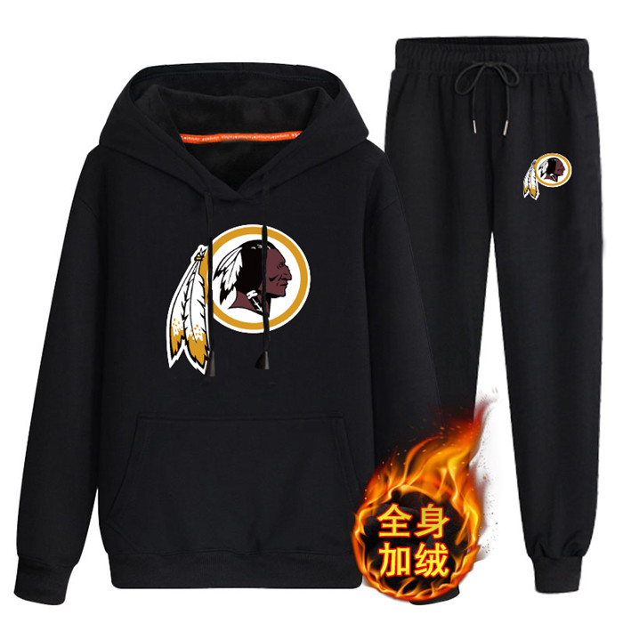 Washington Redskins Black Plus Velvet Pullover Hoodie & Pant