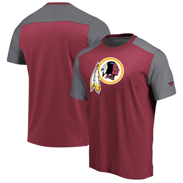 Washington Redskins NFL Pro Line by Fanatics Branded Iconic Color Block T Shirt BurgundyHeathered Gray