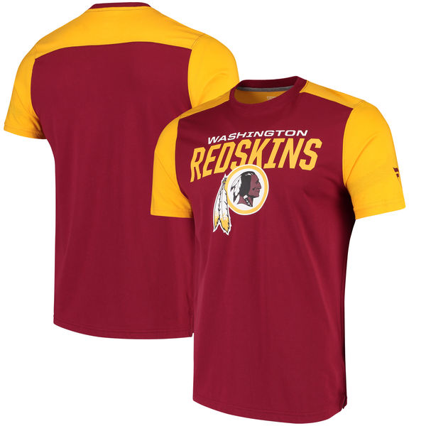 Washington Redskins NFL Pro Line by Fanatics Branded Iconic Color Blocked T Shirt Burgundy Gold