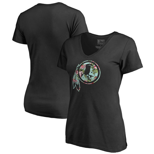 Washington Redskins NFL Pro Line by Fanatics Branded Women's Lovely Plus Size V Neck T Shirt Black