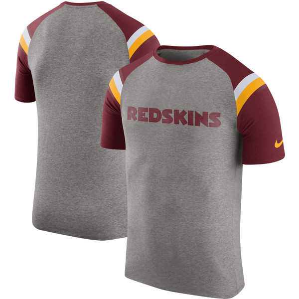 Washington Redskins  Enzyme Shoulder Stripe Raglan T Shirt Heathered Gray