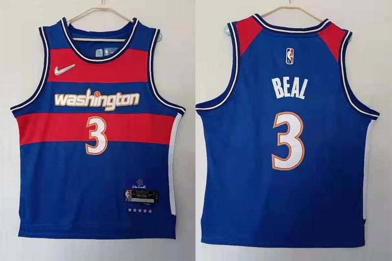 Washington Wizards 3 Bradley Beal Blue 2021 22 City Edition Jersey