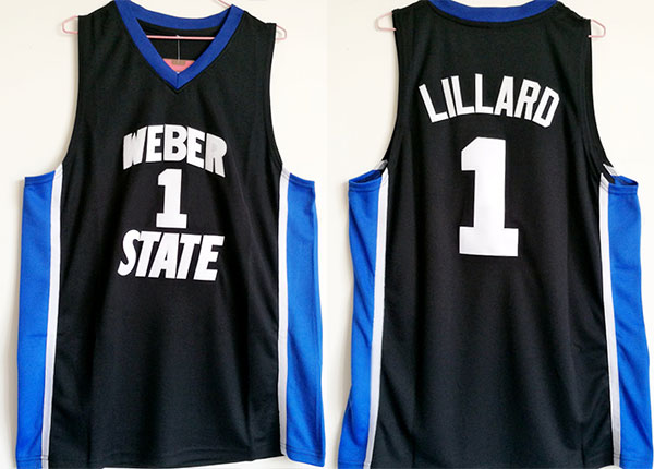 Weber State #1 Damian Lillard Black College Basketball Jersey