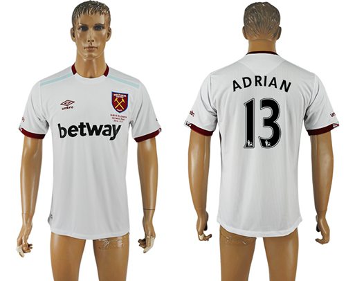 West Ham United 13 Adrian Away Soccer Club Jersey