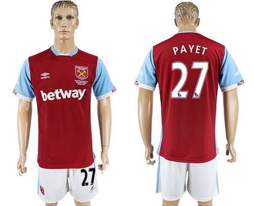 West Ham United 27 Payet Home Soccer Club Jersey