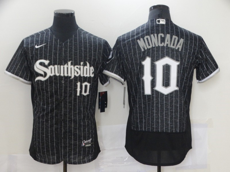 White Sox 10 Yoan Moncada Black 2021 City Connect Flexbase Jersey