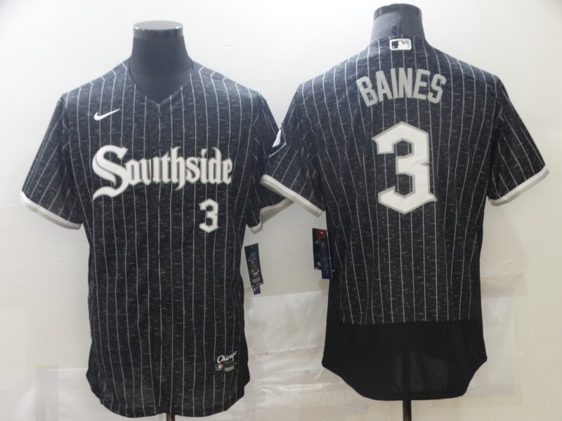 White Sox 3 Harold Baines Black 2021 City Connect Flexbase Jersey