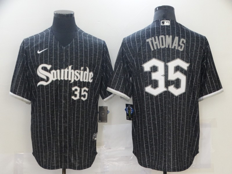 White Sox 35 Frank Thomas Black 2021 City Connect Cool Base Jersey