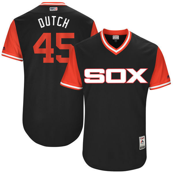 White Sox 45 Derek Holland Dutch Majestic Black 2017 Players Weekend Jersey