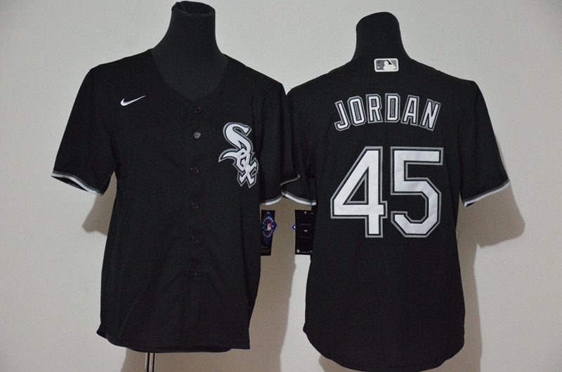 White Sox 45 Michael Jordan Black Youth 2020 Nike Cool Base Jersey