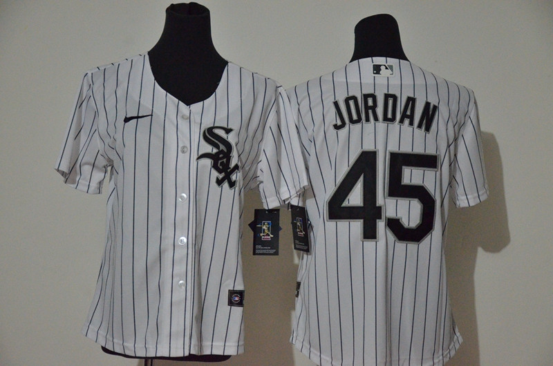 White Sox 45 Michael Jordan White Women 2020 Nike Cool Base Jersey