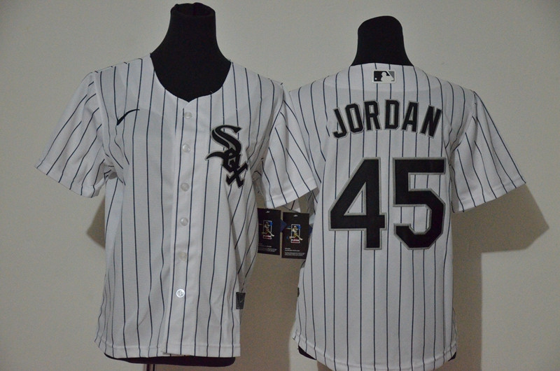 White Sox 45 Michael Jordan White Youth 2020 Nike Cool Base Jersey