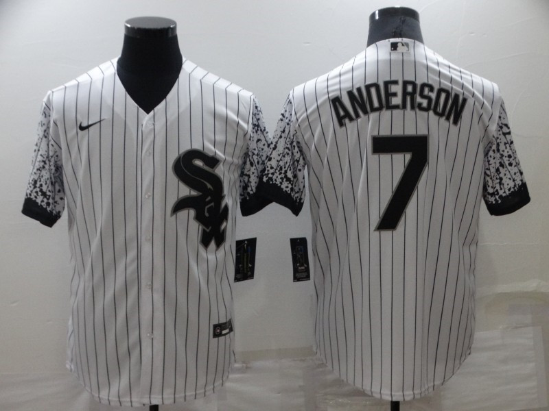 White Sox 7 Tim Anderson White Nike Drift Fashion Cool Base Jersey