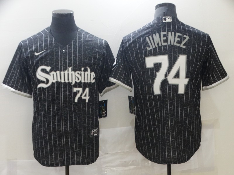 White Sox 74 Eloy Jimenez Black 2021 City Connect Cool Base Jersey