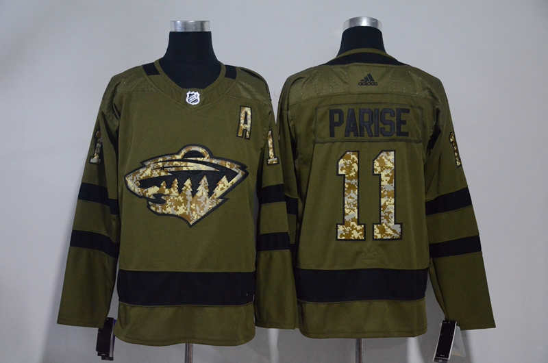 Wild 11 Zach Parise Olive Green  Jersey